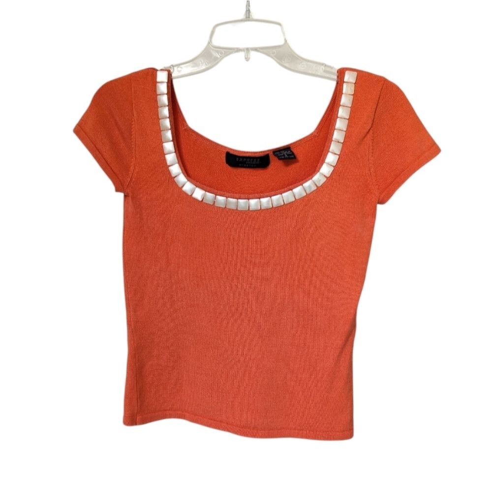 Y2K Express Silk Blend Embellished Sweater Top
